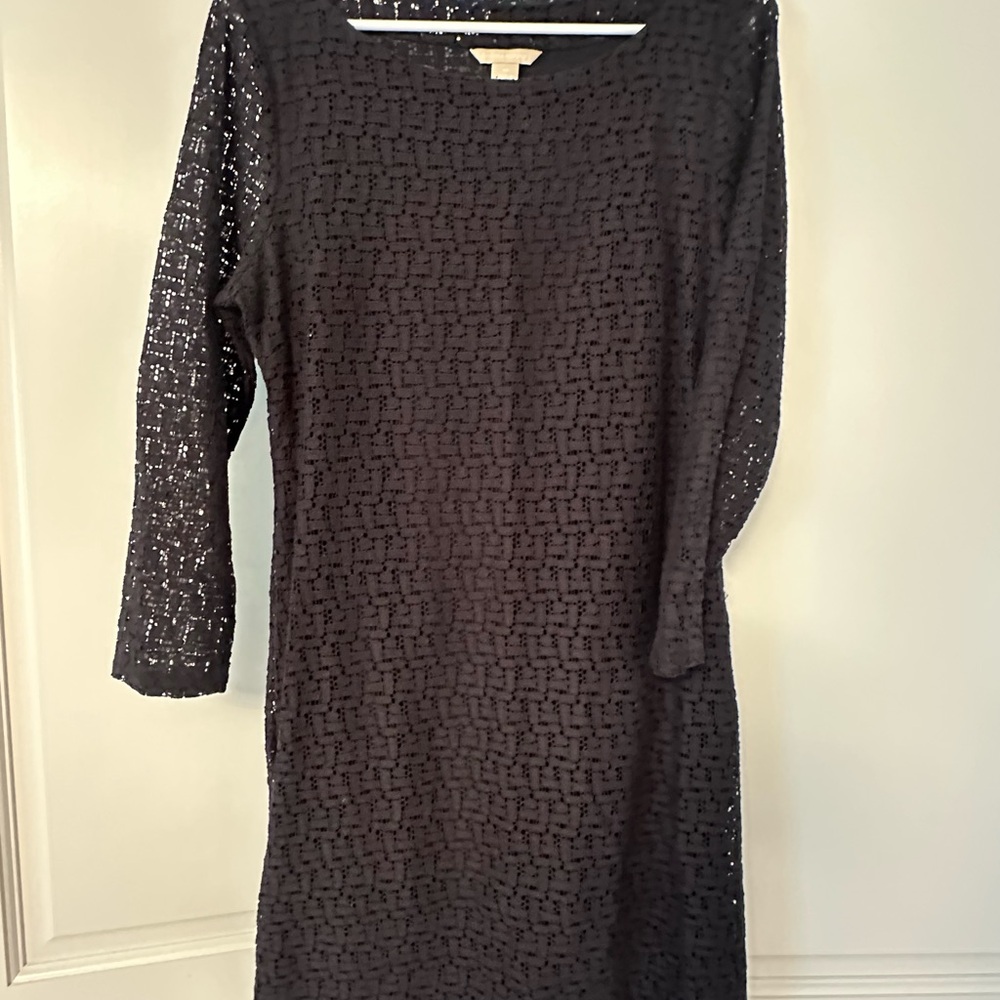 Banana Republic Black Sheath Dress 3/4 Sleeve Crew Neck